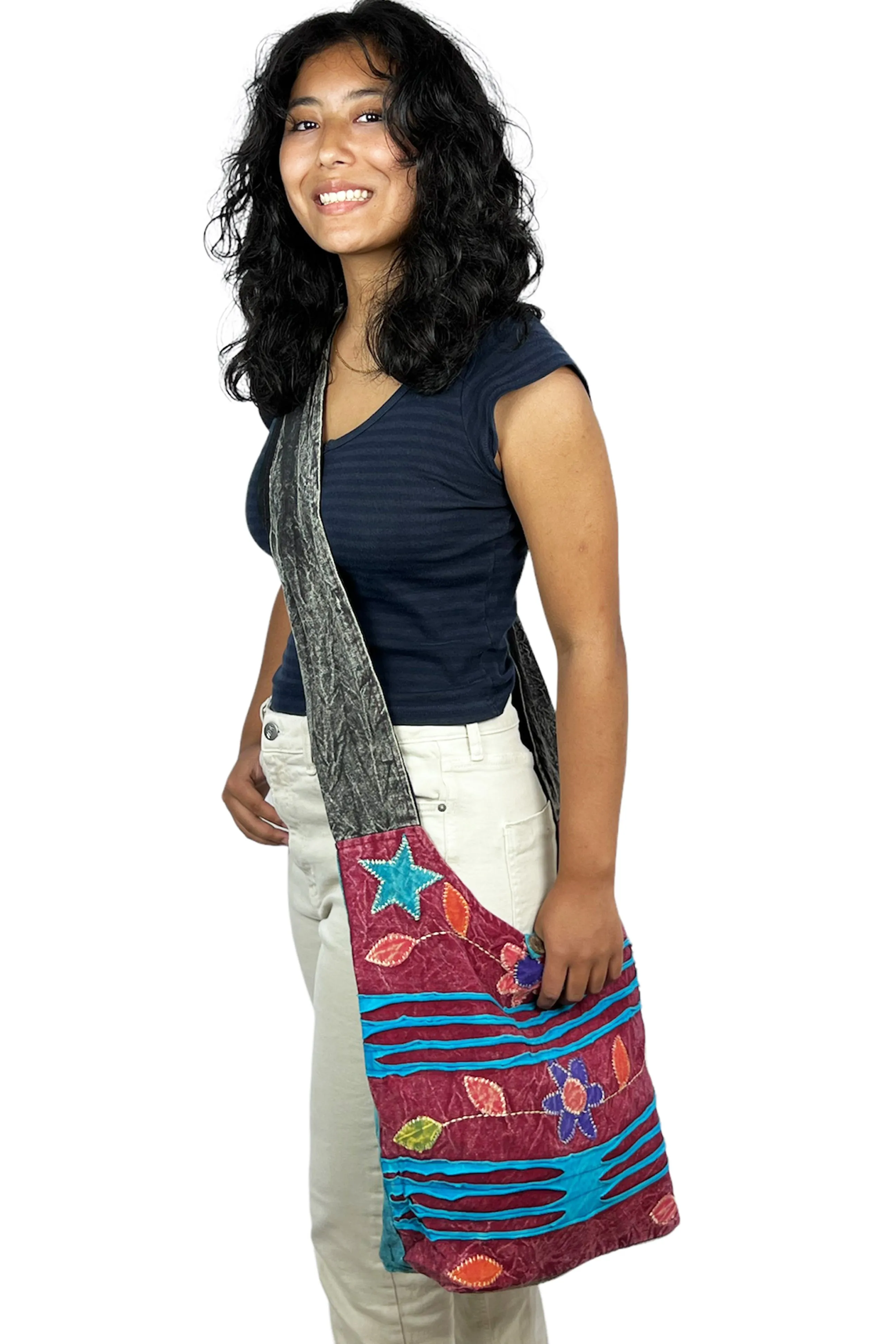 21 Patchwork Cotton Knitted Tie Dye Shoulder Bohemian Messenger Bag Purse