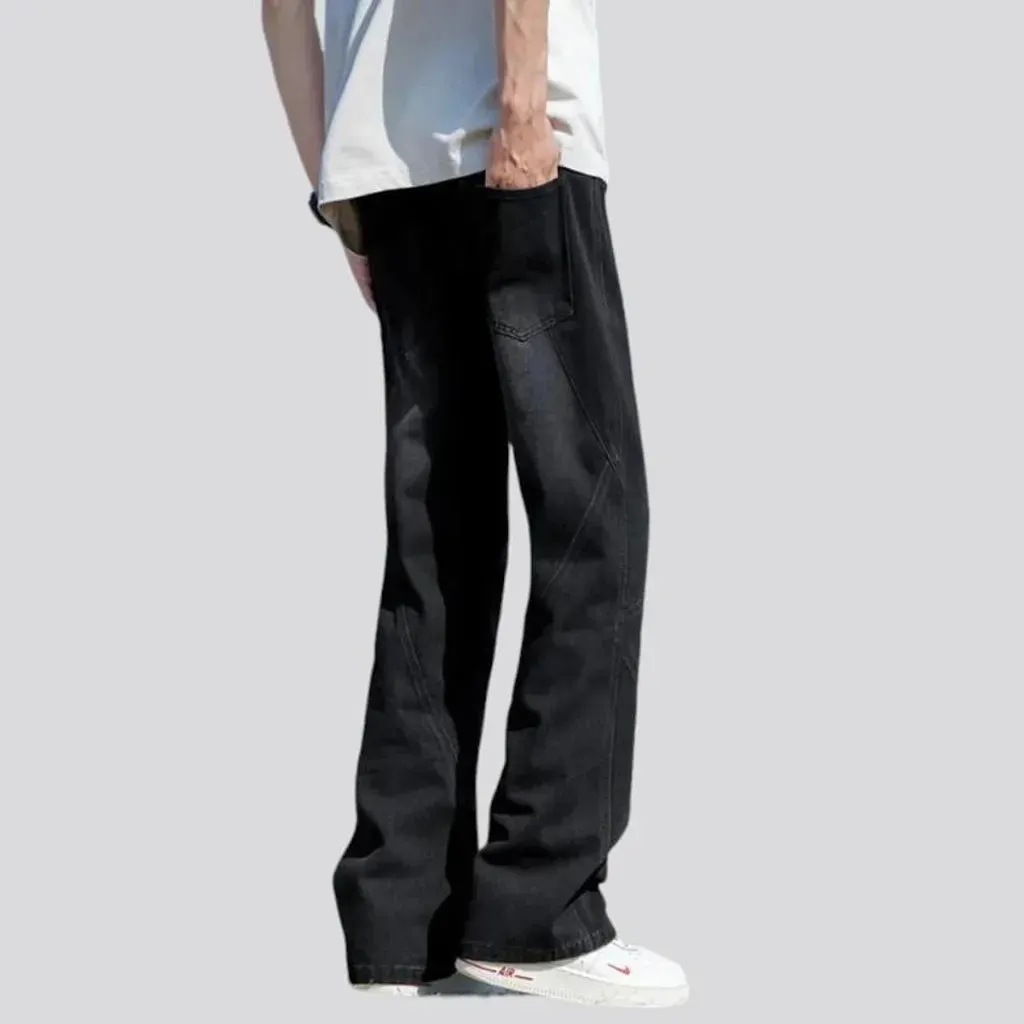 90s patchwork-stitching jeans for men