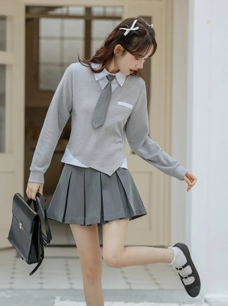 Asymmetrical College Tops Retro Casual