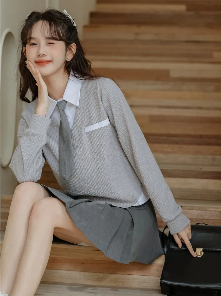 Asymmetrical College Tops Retro Casual