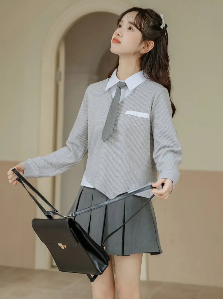 Asymmetrical College Tops Retro Casual