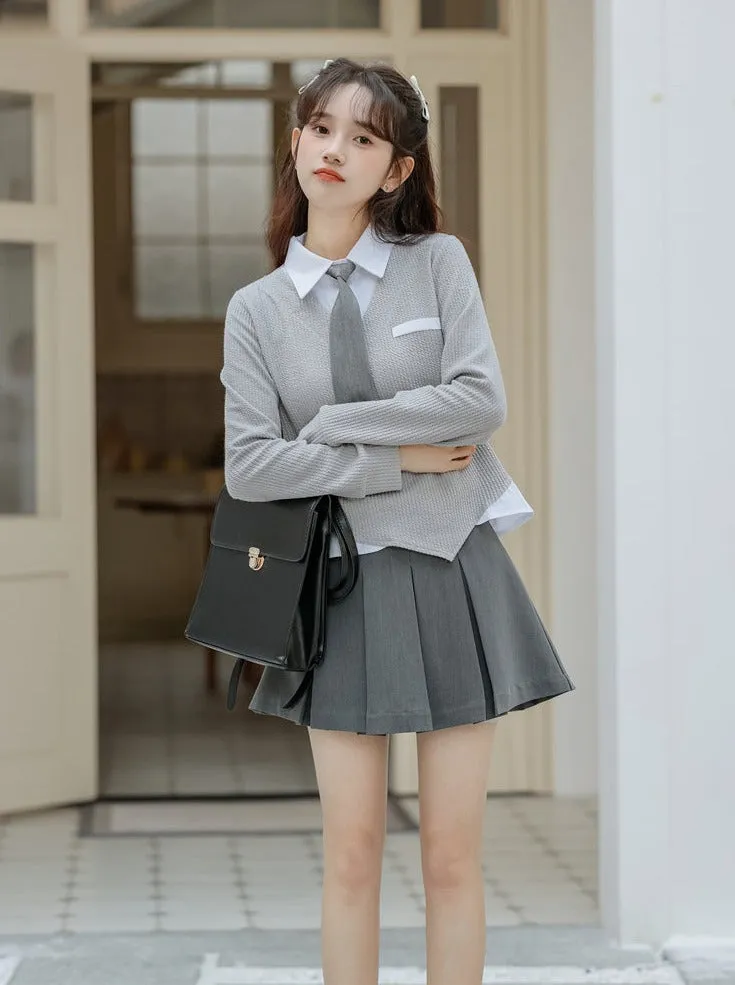 Asymmetrical College Tops Retro Casual
