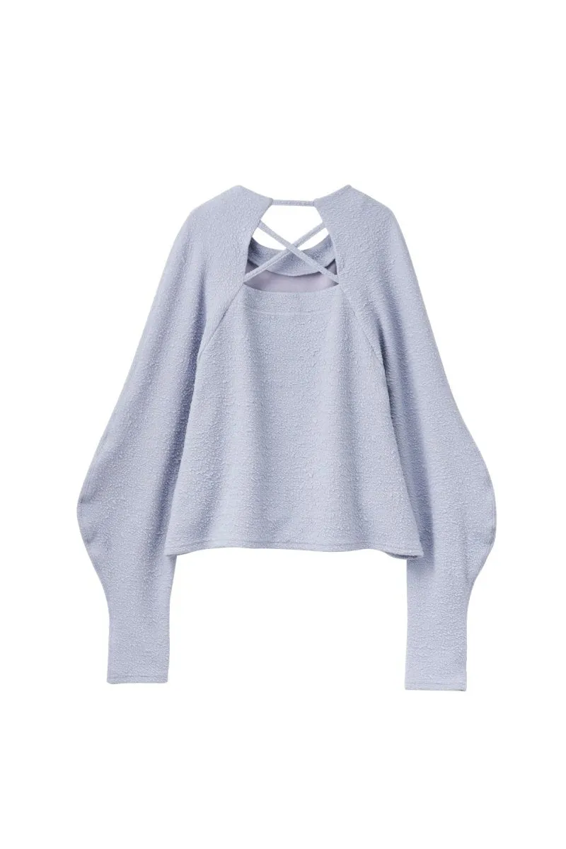balloon sleeve jacquard tops/3color