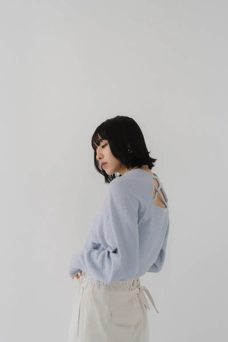 balloon sleeve jacquard tops/3color