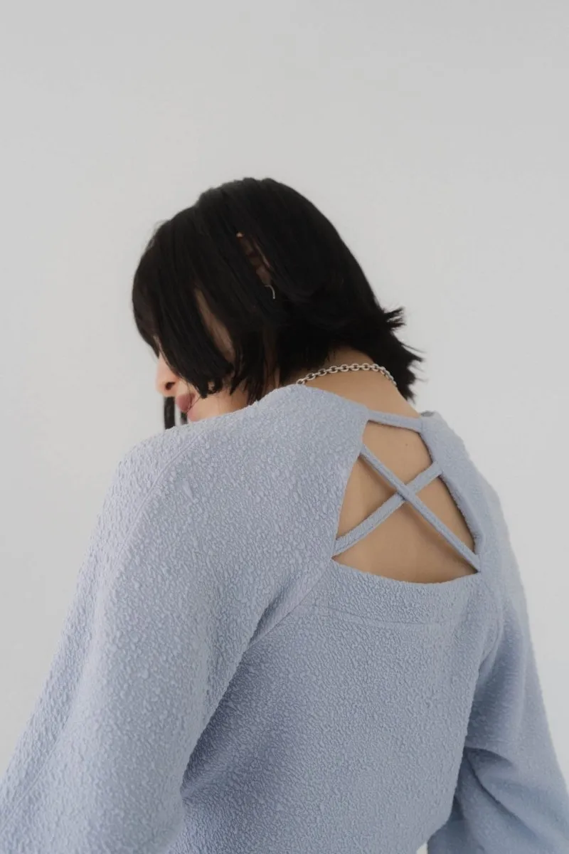 balloon sleeve jacquard tops/3color