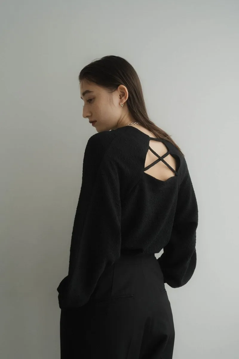 balloon sleeve jacquard tops/3color
