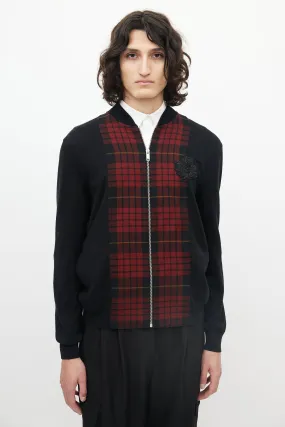 Black & Red Wool Plaid Front Jacket