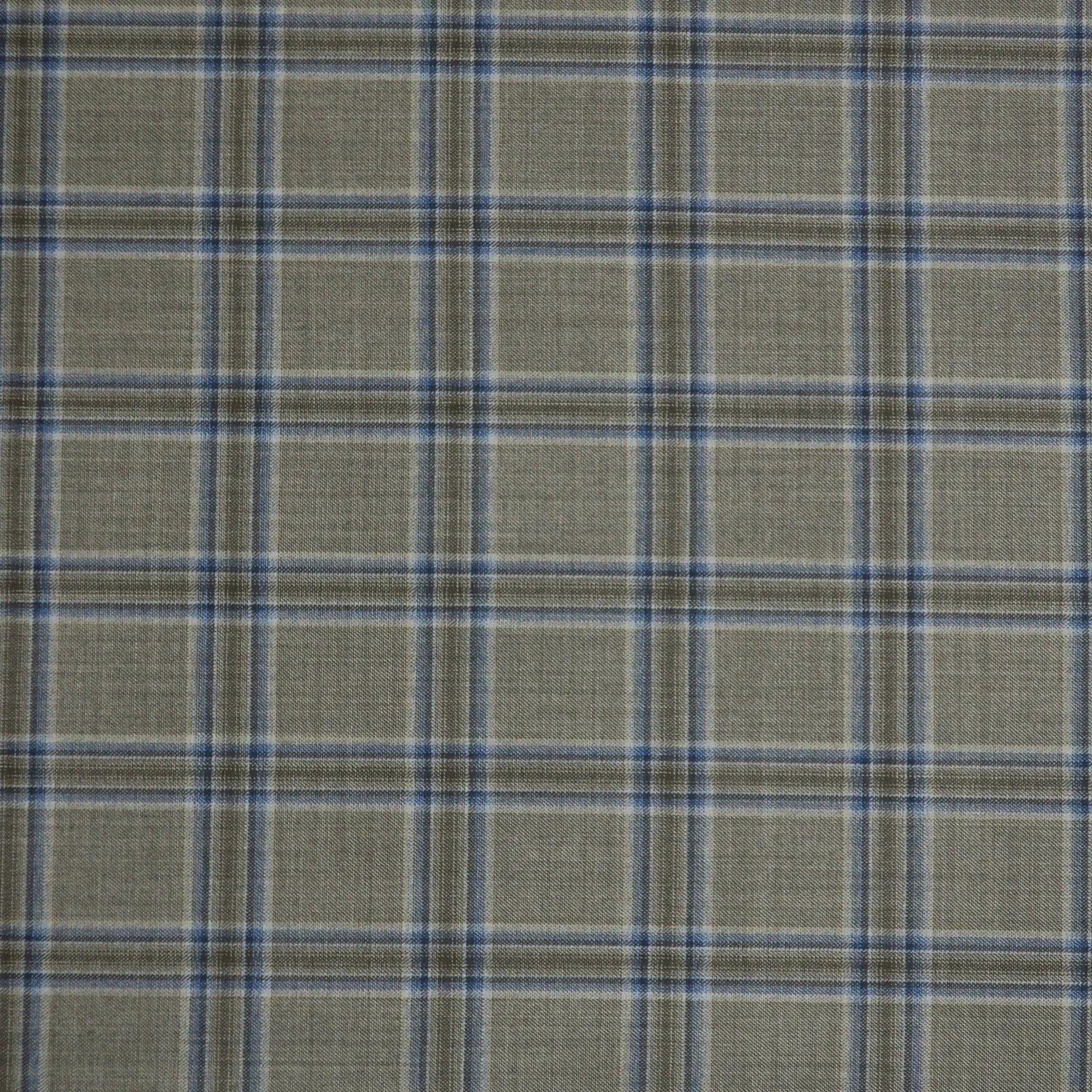 Brown and Blue Plaid Emerald Super 130's Ariston Fabric