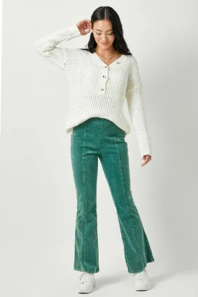 Corduroy Flare Pants - Teal