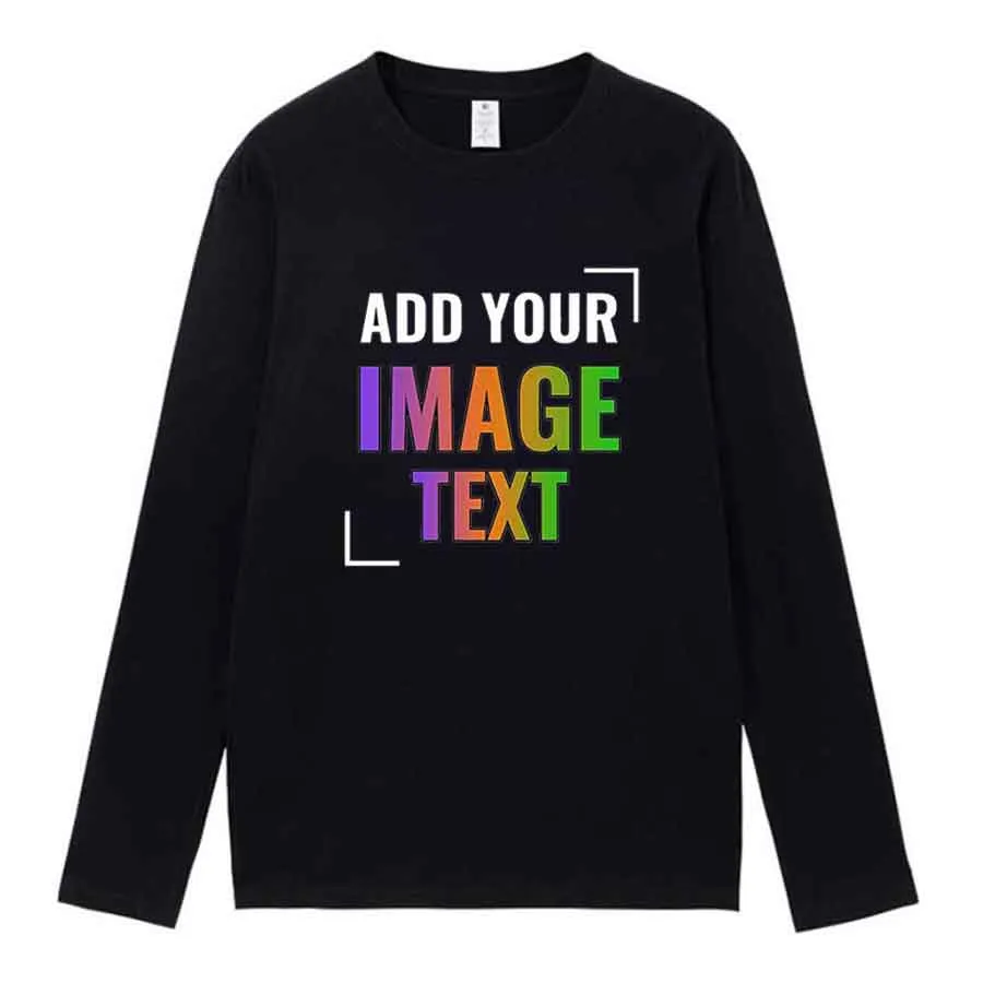 Custom Long Sleeve Shirt Cotton Make Your Design Logo Text High Quality Tops Men Women Print