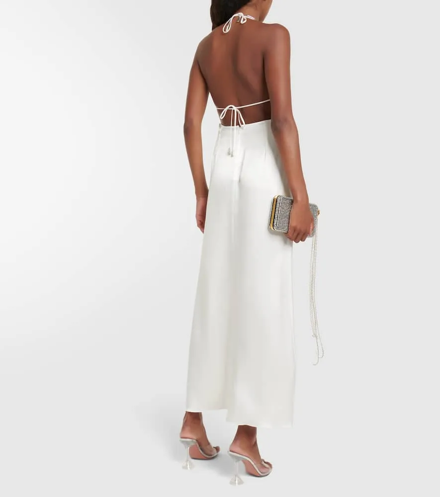 David Koma Embellished cutout satin slip dress