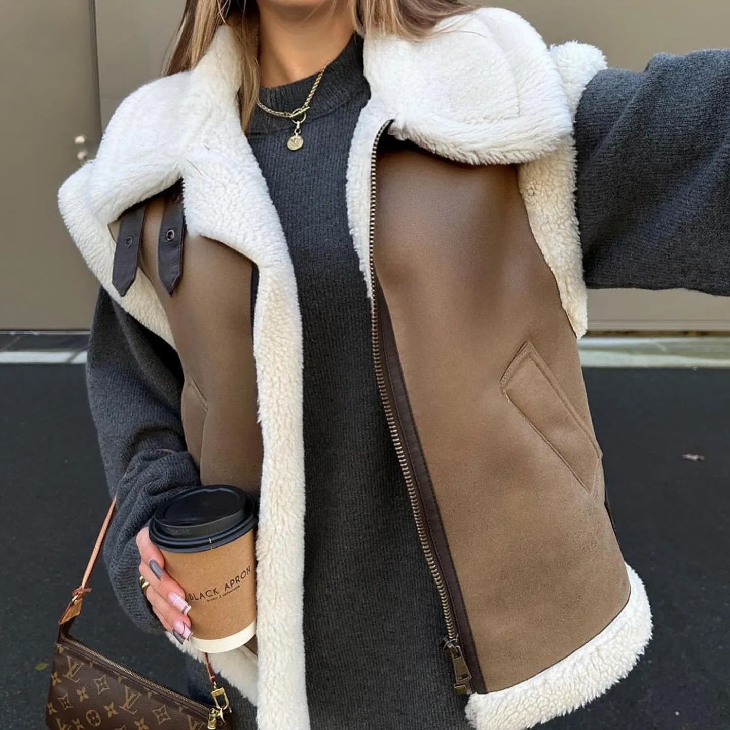 Karen | Womens Shearling Zip Vest