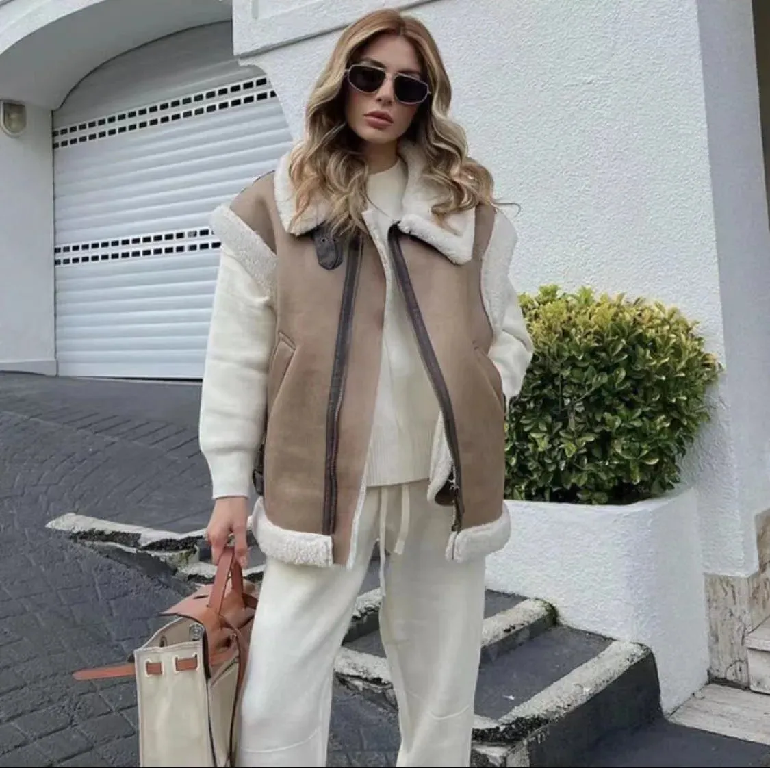 Karen | Womens Shearling Zip Vest