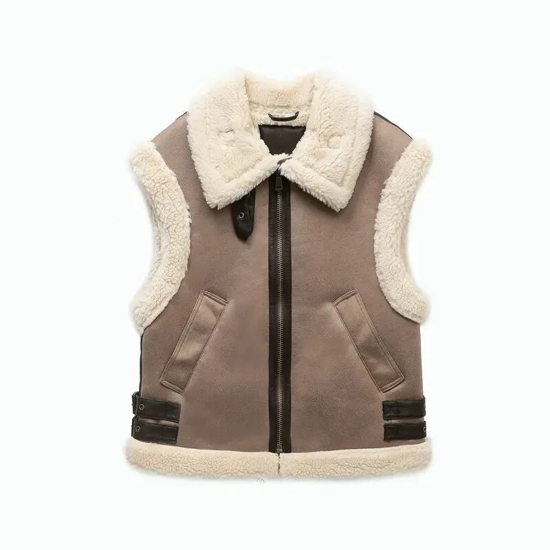 Karen | Womens Shearling Zip Vest