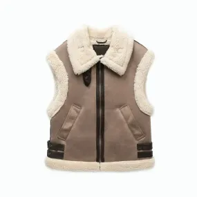Karen | Womens Shearling Zip Vest