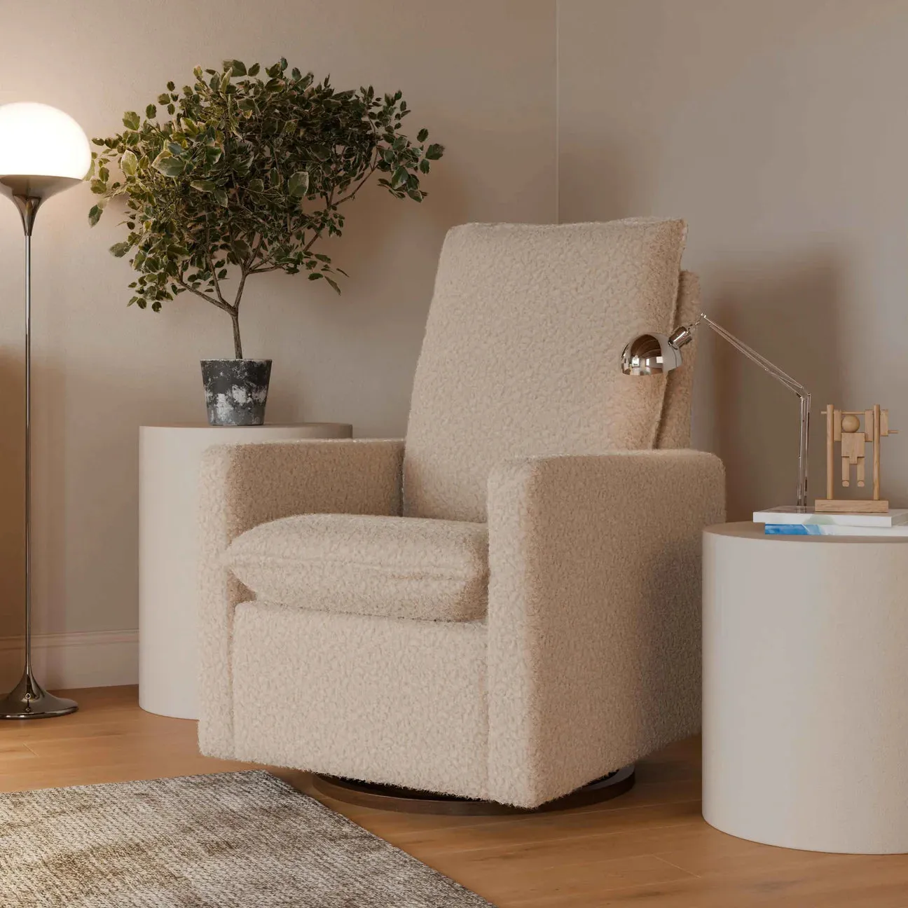 Pre-Order Cali Pillowback Swivel Glider in Shearling