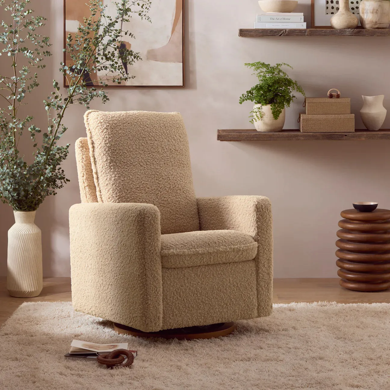 Pre-Order Cali Pillowback Swivel Glider in Shearling