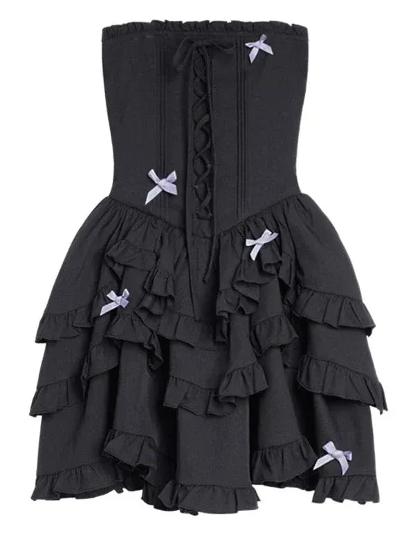 Tiered Top Lace-Up Cake Dress Tube