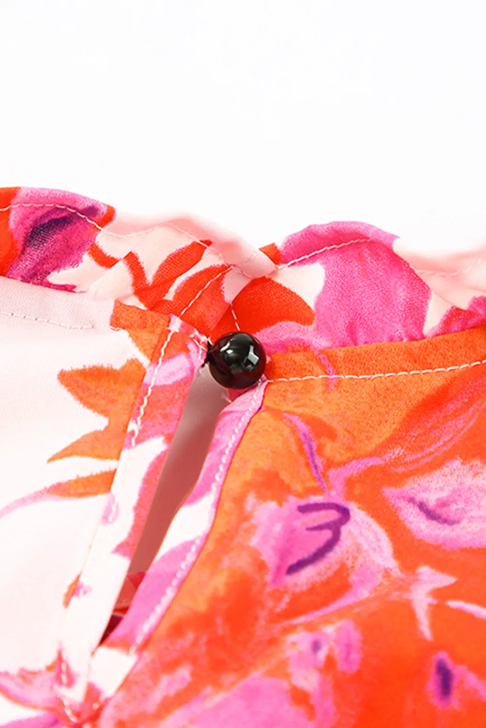 Tori Ruffle Rose Floral Tiered Plus Size Blouse