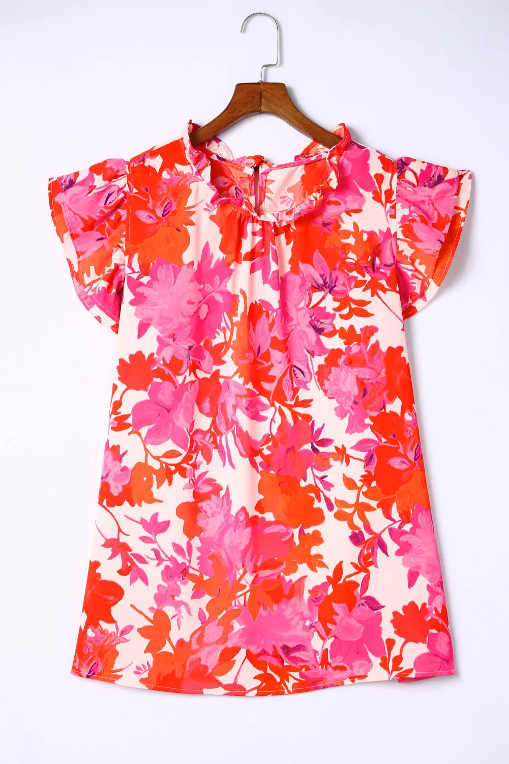 Tori Ruffle Rose Floral Tiered Plus Size Blouse