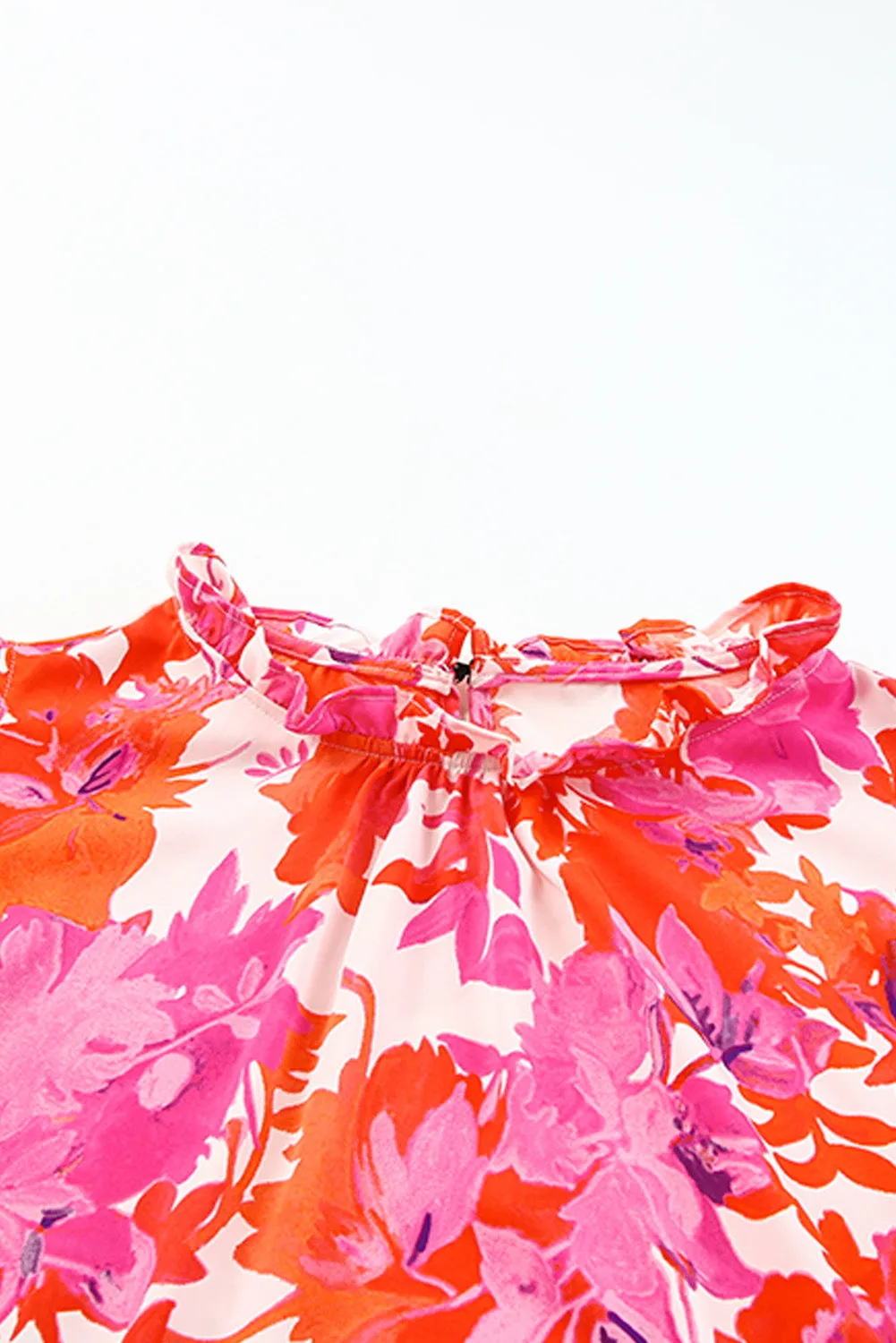 Tori Ruffle Rose Floral Tiered Plus Size Blouse