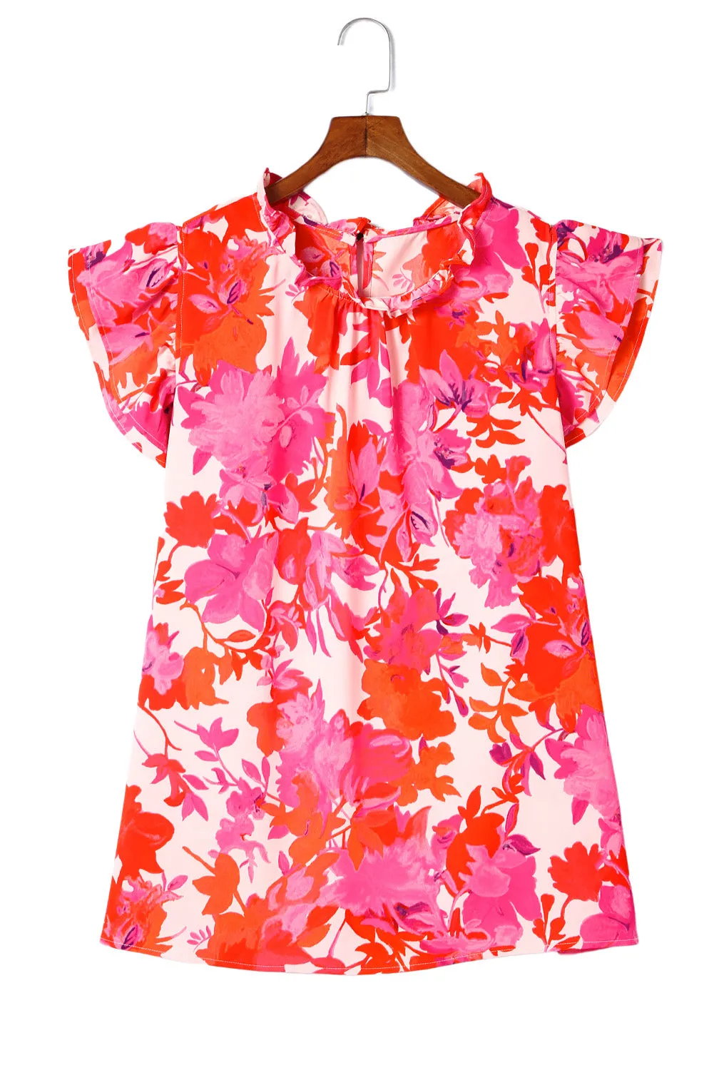Tori Ruffle Rose Floral Tiered Plus Size Blouse