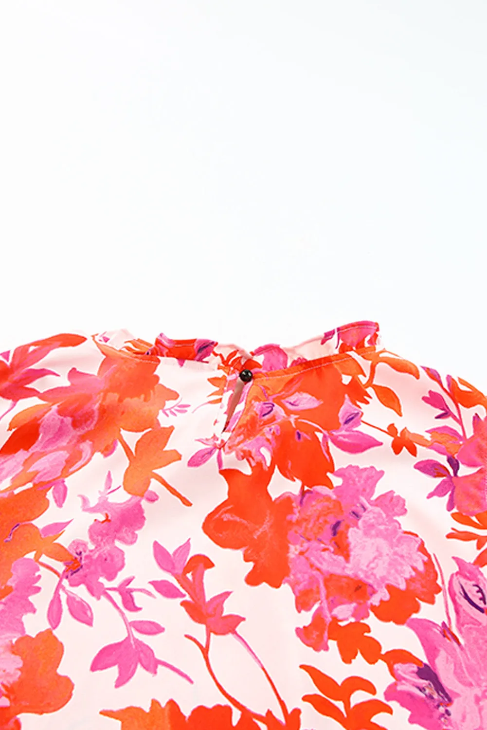 Tori Ruffle Rose Floral Tiered Plus Size Blouse