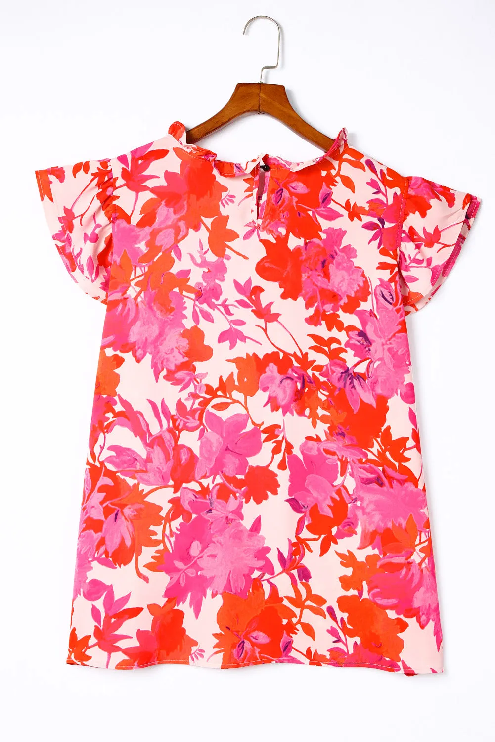 Tori Ruffle Rose Floral Tiered Plus Size Blouse