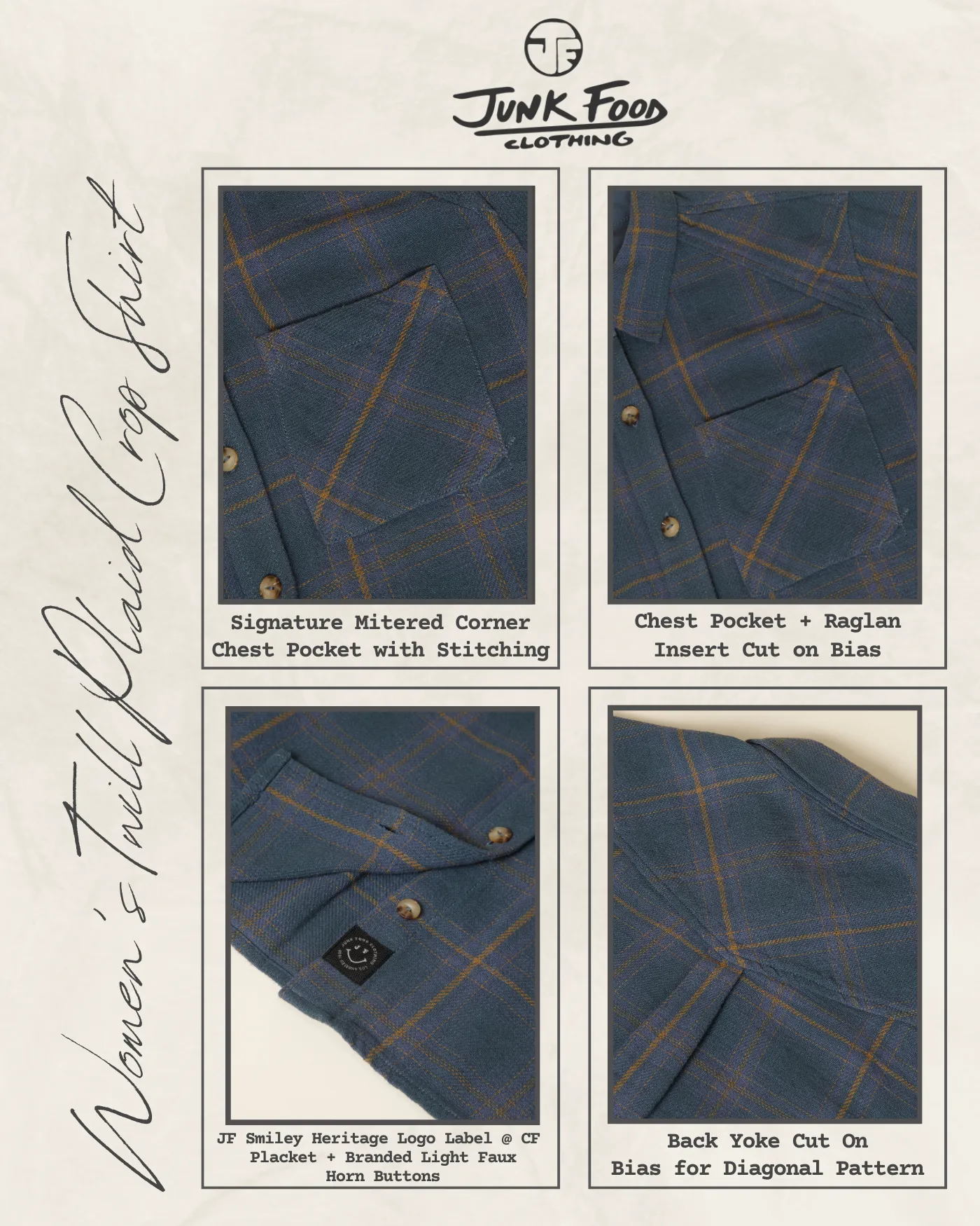 Women's Twill Plaid Crop Shirt